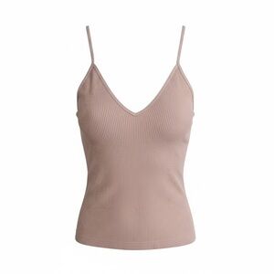Free People Slim Ribbed V-Neck Cami - Dusty Rose
